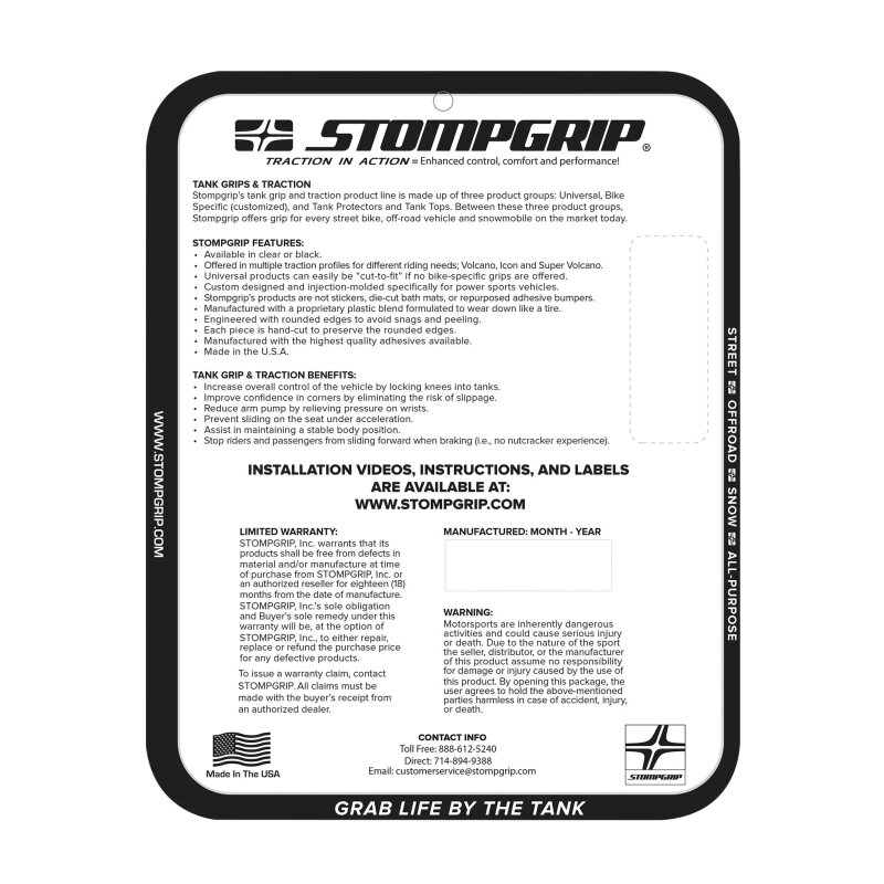Stompgrip Tank Pad schwarz, Icon, Streetbike Tank Kit - Tank Seiten, für Honda CBR600RR, 2024-2026