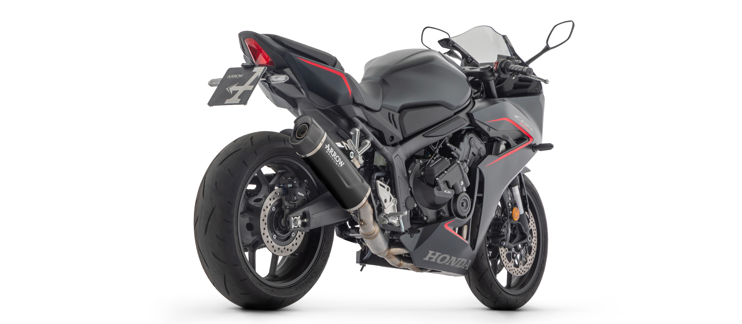 ARROW Auspuff INDY RACE EVO DARK Aluminum schwarz, für Honda CBR650R, CB650R, 2024-