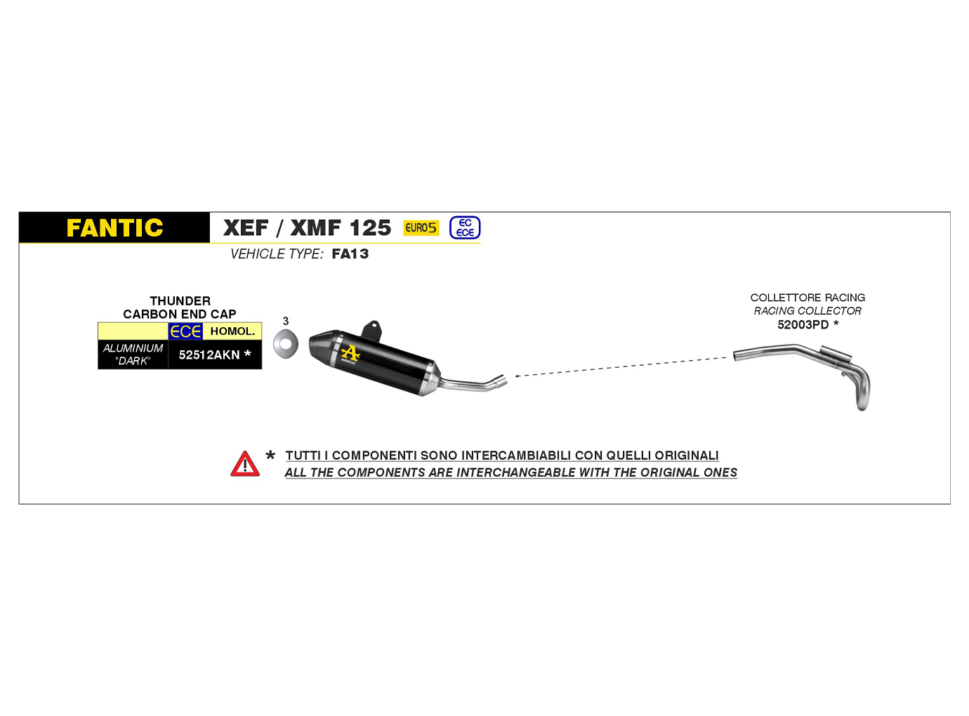 ARROW Auspuff DARK THUNDER für Fantic XEF / XMF 125 ab Modelljahr 2023-