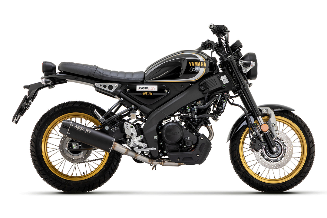 ARROW Auspuff REBEL DARK Sip-On mit Carbon-Endkappe für Yamaha XSR 125 Modelljahr 2022-