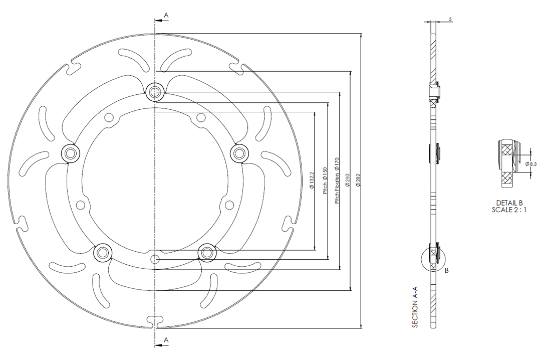 alpha Technik Bremsscheibe Omega-Design ABD33, vorne für Yamaha MT07 / Tracer, Tenere 700, XSR 700, Tracer 700