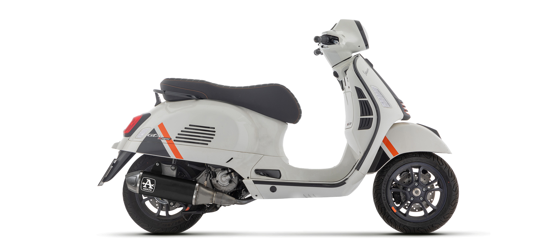 ARROW Auspuff DARK URBAN für Vespa GTS310 2025-, Aluminium schwarz mit Edelstahl-Endkappe