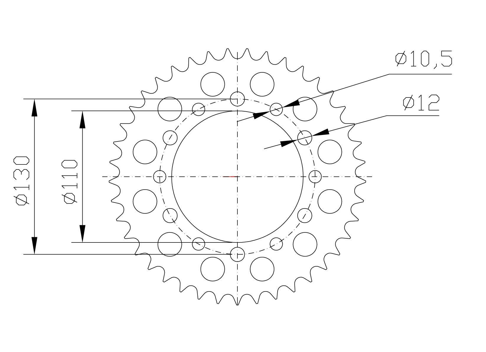 Kettenrad Aluminium, YA/SU/KAWA Z-38