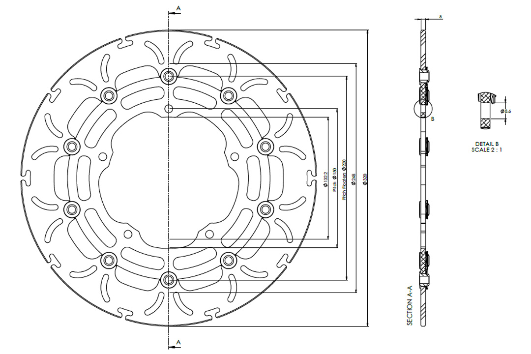 alpha Technik Bremsscheibe Omega-Design ABD33, vorne für Yamaha MT10, YFZ-R1 / M, YFZ-R6