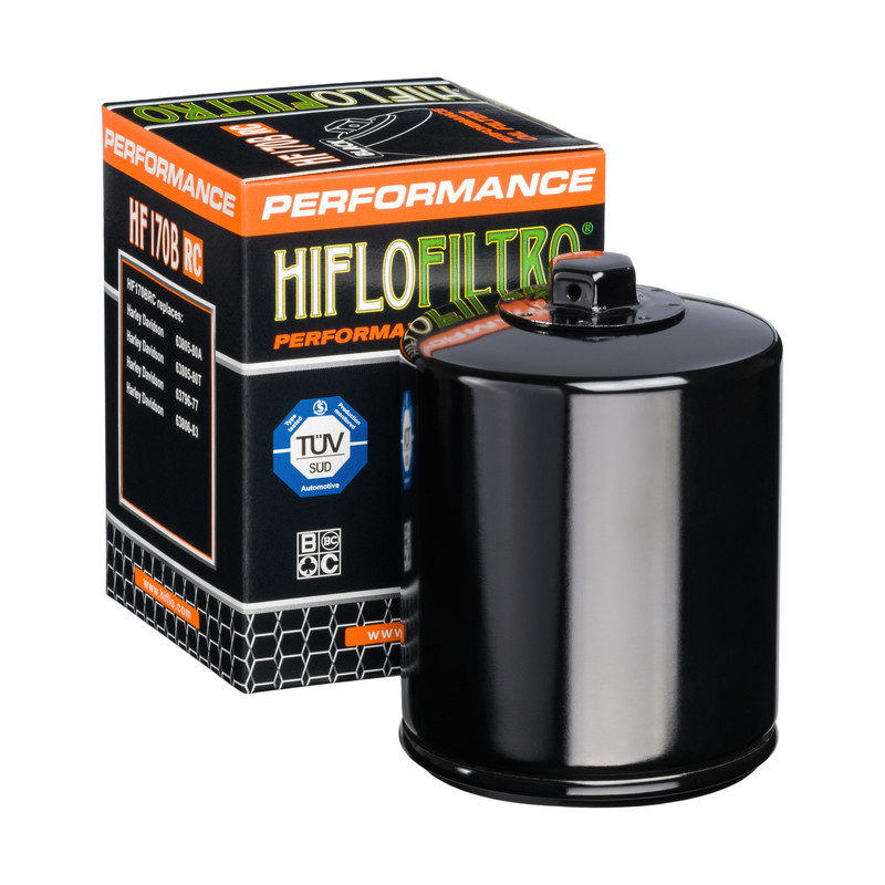 HIFLO Ölfilter HF170BRC (Schwarz)  für diverse Harley Davidson Modelle mit O-Ring-Satz