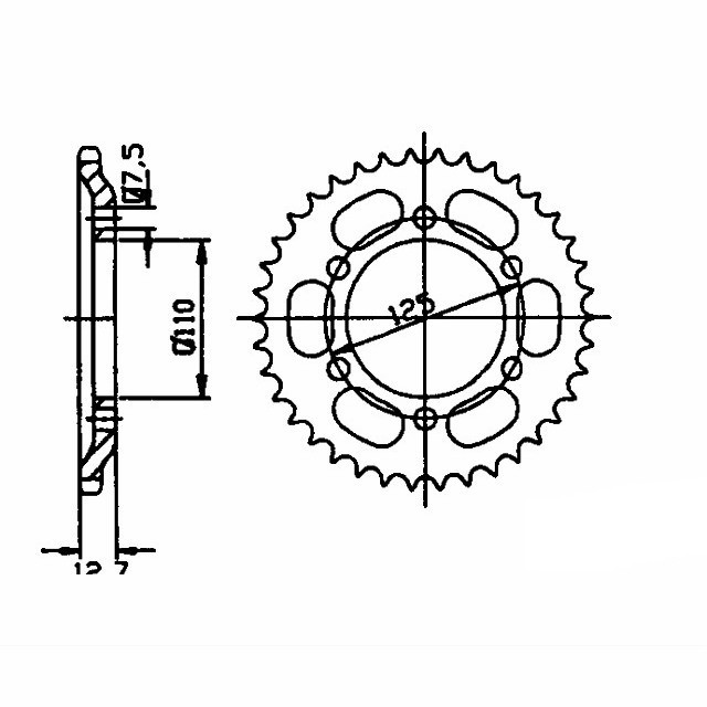 DID Kettensatz mit 428VX Kette, Farbe standard, für MZ / MuZ Saxon 251, Modelljahr 1970-1989
