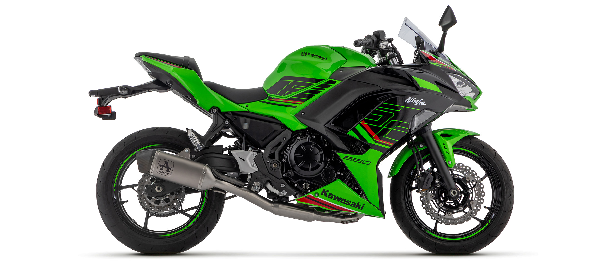 ARROW Komplettanlage mit VELOCE Endschalldämper Titan mit Cabonendkappe für Kawasaki Ninja 650, Z650 Modelljahr 2024-