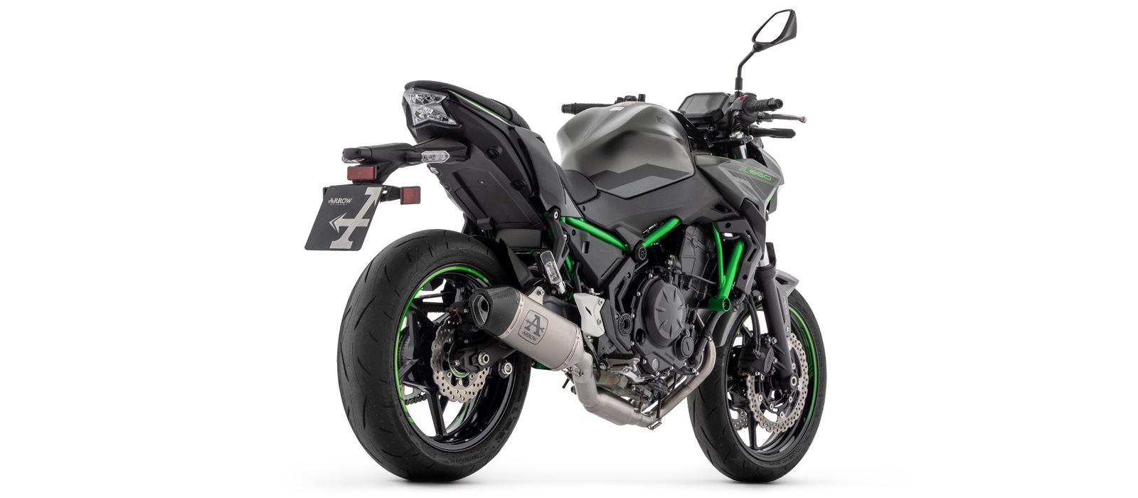 ARROW Komplettanlage mit VELOCE Endschalldämper Titan mit Cabonendkappe für Kawasaki Ninja 650, Z650 Modelljahr 2024-