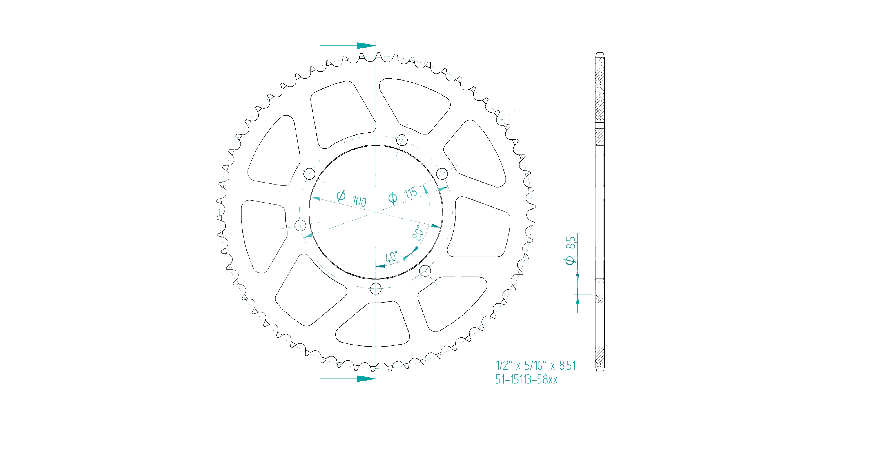 ENUMA Kettensatz 428 HO für Fantic Motard Casa 125 ab Modelljahr 2017-