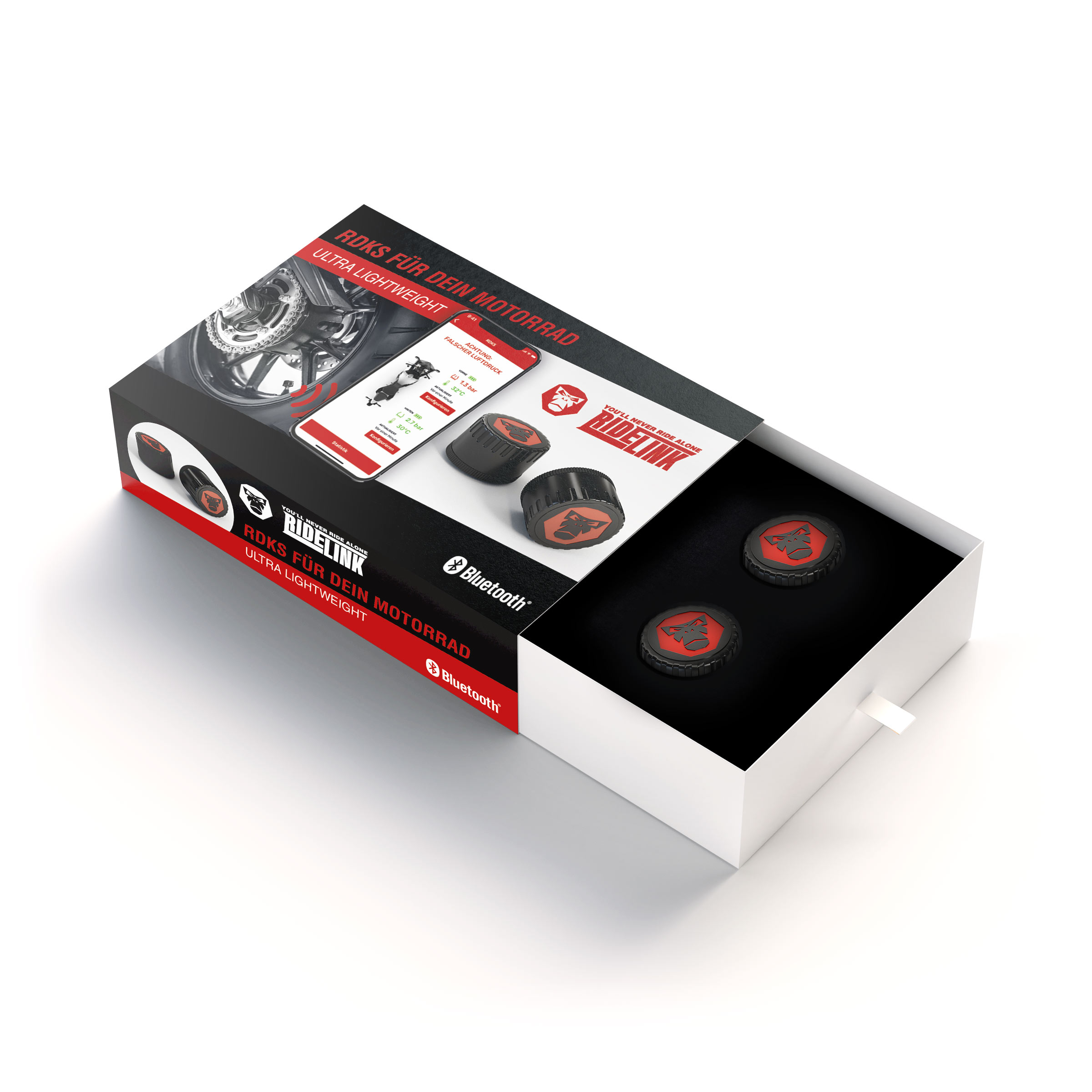 RideLink RDKS Bluetooth-Reifendruckkontrollsystem für Motorrad