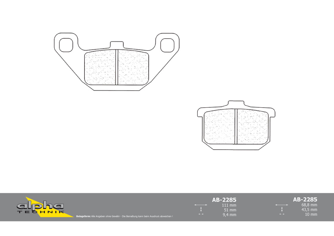 alpha Technik Bremsbelag Straße mit ABE