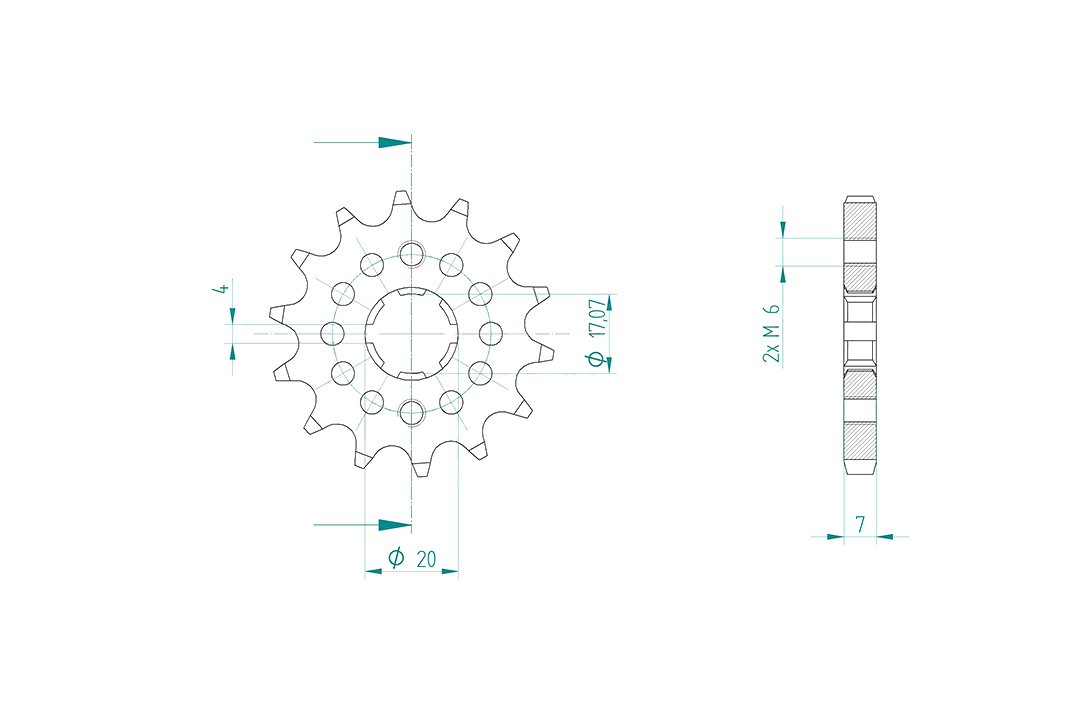 Ritzel, 14 Zähne, Teilung 428