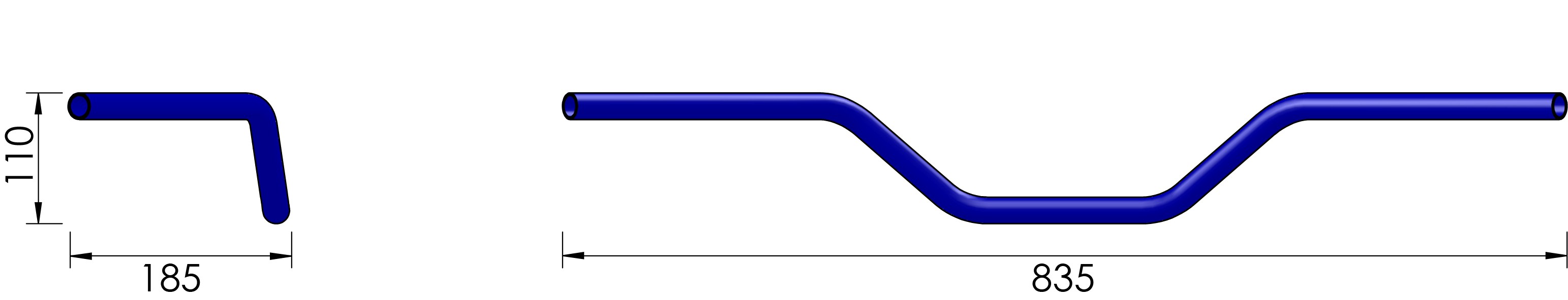 LSL Flat Track Bar L14, 22,2 mm, Stahl, verchromt