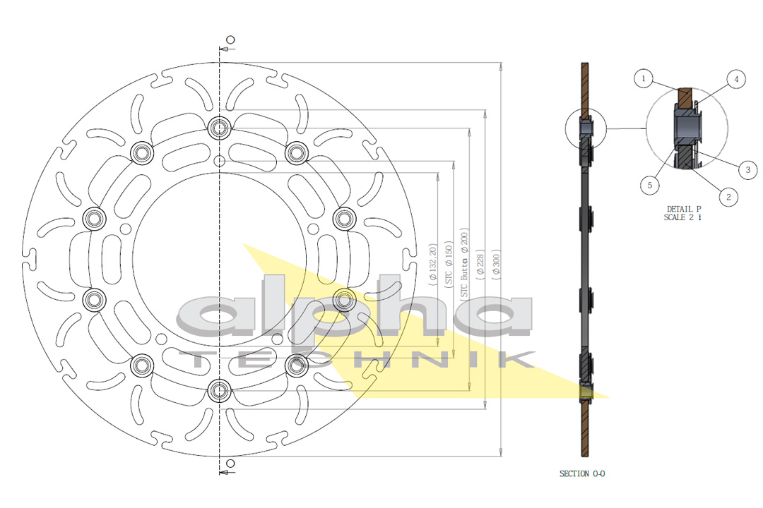 alpha Technik Bremsscheibe Omega-Design ABD33, vorne für Yamaha FZ6 / Fazer, MT03, MT09 / Tracer, XJ6, XSR900, YFZ-R3, YZF-R6