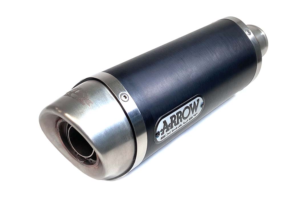 ARROW Auspuff DARK THUNDER für Yamaha MT07 / Tracer 700 2014-2020, Aluminium schwarz mit Edelstahl Endkappe (Nur mit ARROW Krümmer)