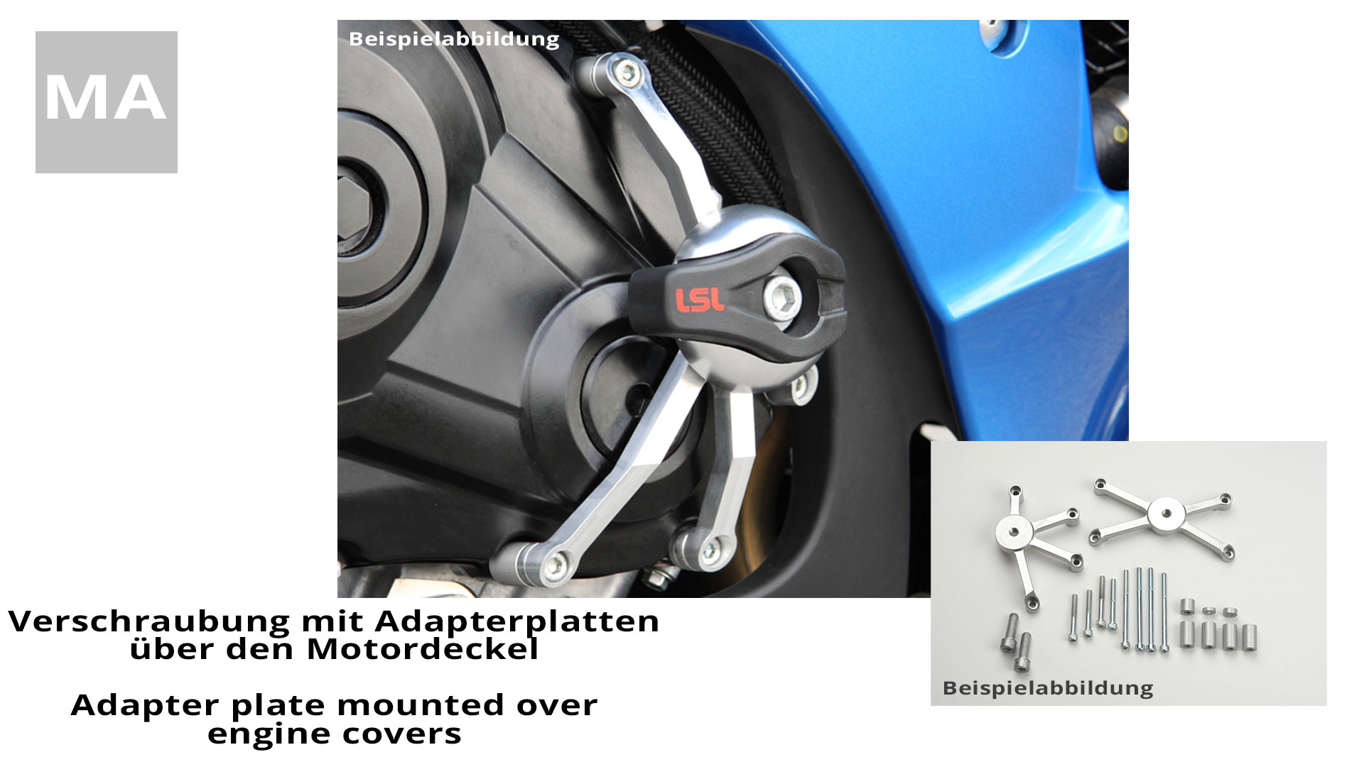 LSL Crash Pad Befestigungskit für Honda CBR500R / CB500F,  2013 -, mit Adapterplatten