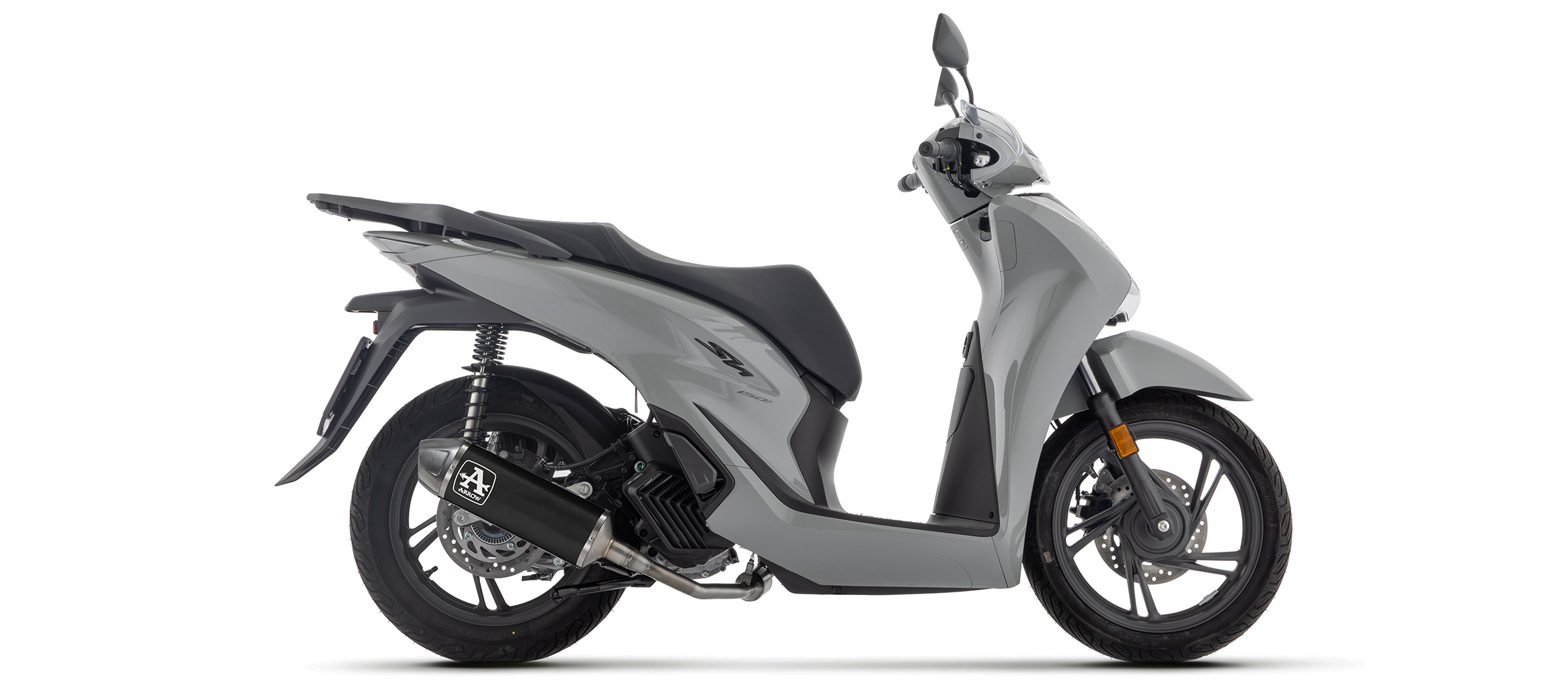 ARROW Auspuff DARK URBAN für Honda SH150 2025-, Aluminium schwarz mit Edelstahl-Endkappe
