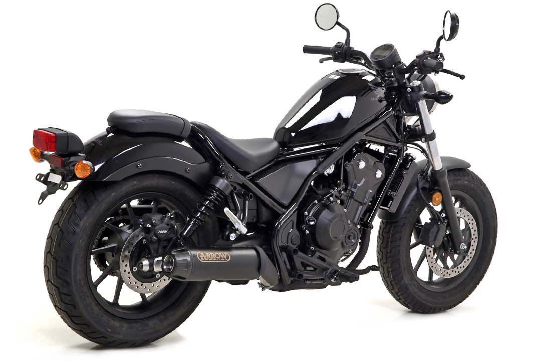 ARROW REBEL Sip-On Edelstahl schwarz mit Carbon-Endkappe für Honda CMX500 Rebel Modelljahr 2017-2022