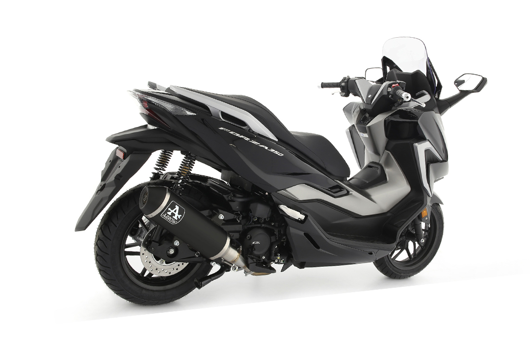 ARROW Auspuff URBAN für Honda Forza 350 / SH350 2021- , Aluminium schwarz mit schwarzer Edelstahl-Endkappe