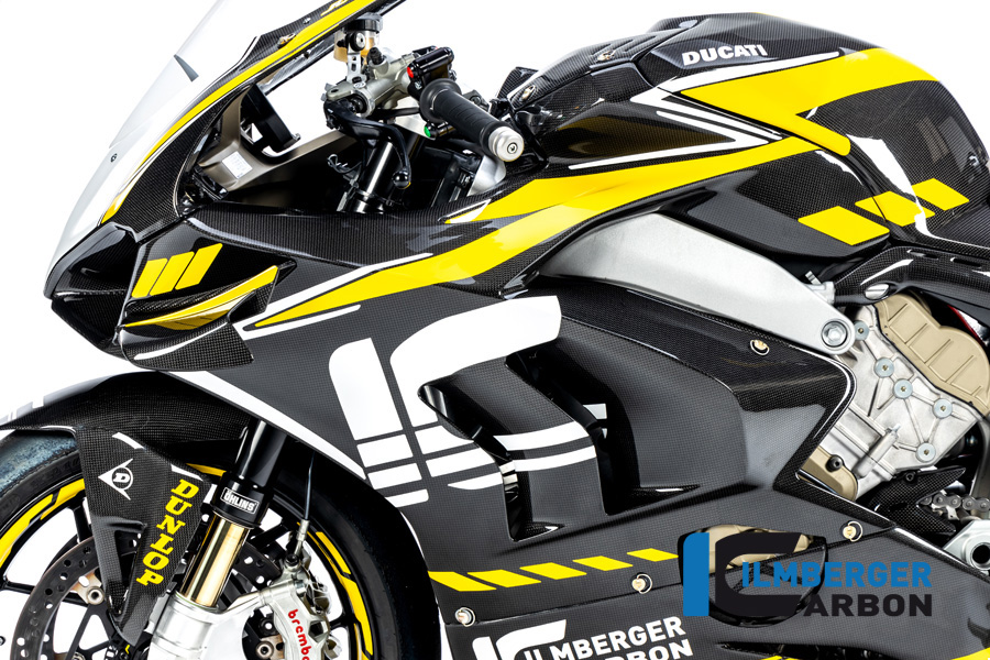 Ilmberger Carbon Verkleidungsseitenteil links Racing, glänzend, Ducati Panigale V4, V4S, V4R 2019-