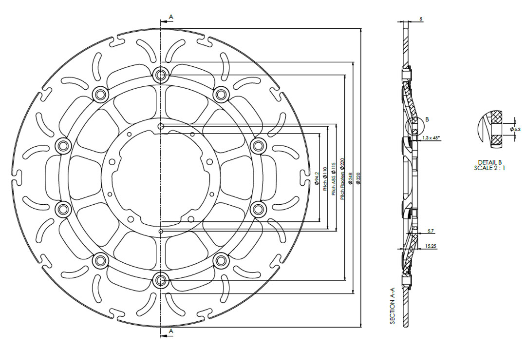 alpha Technik Bremsscheibe Omega-Design ABD33, vorne für Honda CBR1000RR