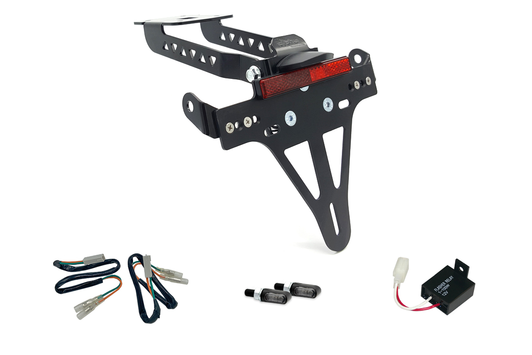alpha Technik Kennzeichenhalter-Blinker-Kit MLED für Kawasaki Z650 und Ninja 650 Typ: ER650H / EX650K (Modelljahr 2017 bis 2019) (Hinten)