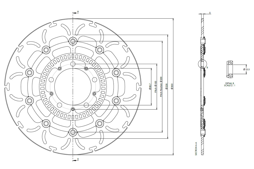 alpha Technik Bremsscheibe Omega-Design ABD33, vorne für Kawasaki ER6f, ER6n, Versys 650