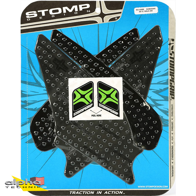 Stompgrip schwarz, Volcano, für Kawasaki Ninja 250R, 2008-2012