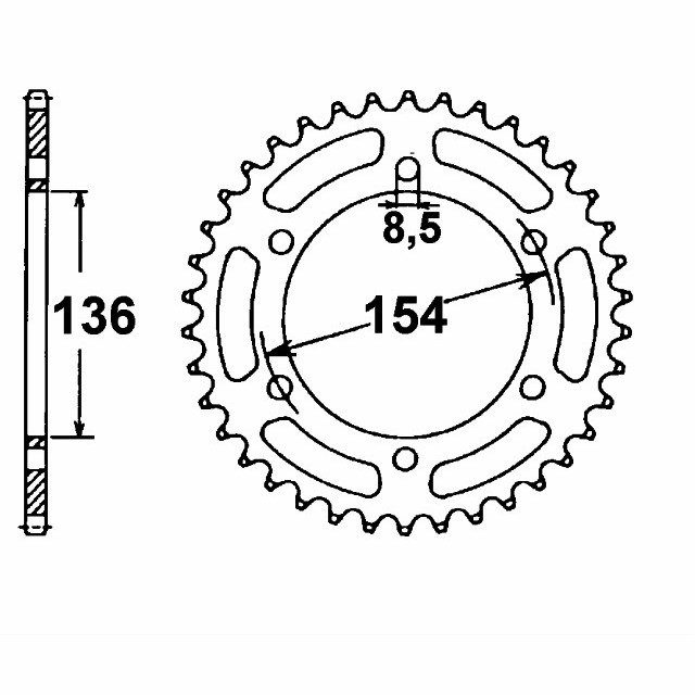 Kettenrad Stahl, 47 Zähne, Teilung 520