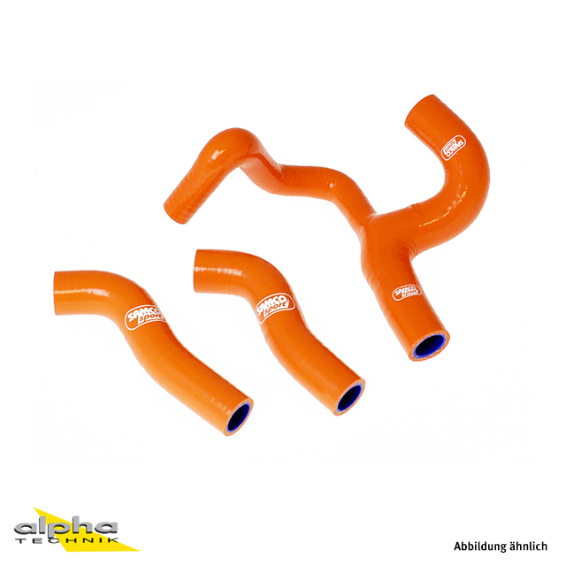 SAMCO SPORT Siliconschlauch Kit Thermostat Bypass orange für KTM EXCF250 XCFW250 Modelljahr 2008-2011