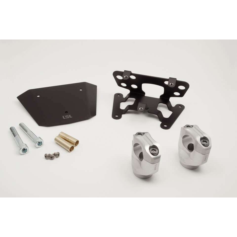 LSL Klemmbock-Kit 28,6 mm, für Yamaha MT07,  2014-2017, incl. Amature-Halter, silber