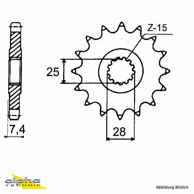 Ritzel, 14 Zähne, Teilung 520