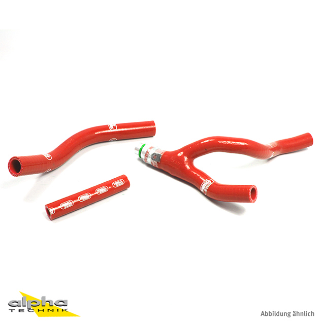 SAMCO SPORT Siliconschlauch Kit Y-Stück - Race Design mit Alu-Stück rot für Yamaha YZ250F Modelljahr 2014-2018