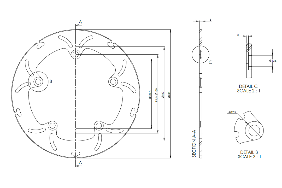 alpha Technik Bremsscheibe Omega-Design ABD33, hinten für Yamaha MT07, MT09, Tenere 700, Tracer 700, Tracer 900, XSR 700, XSR 900, R7