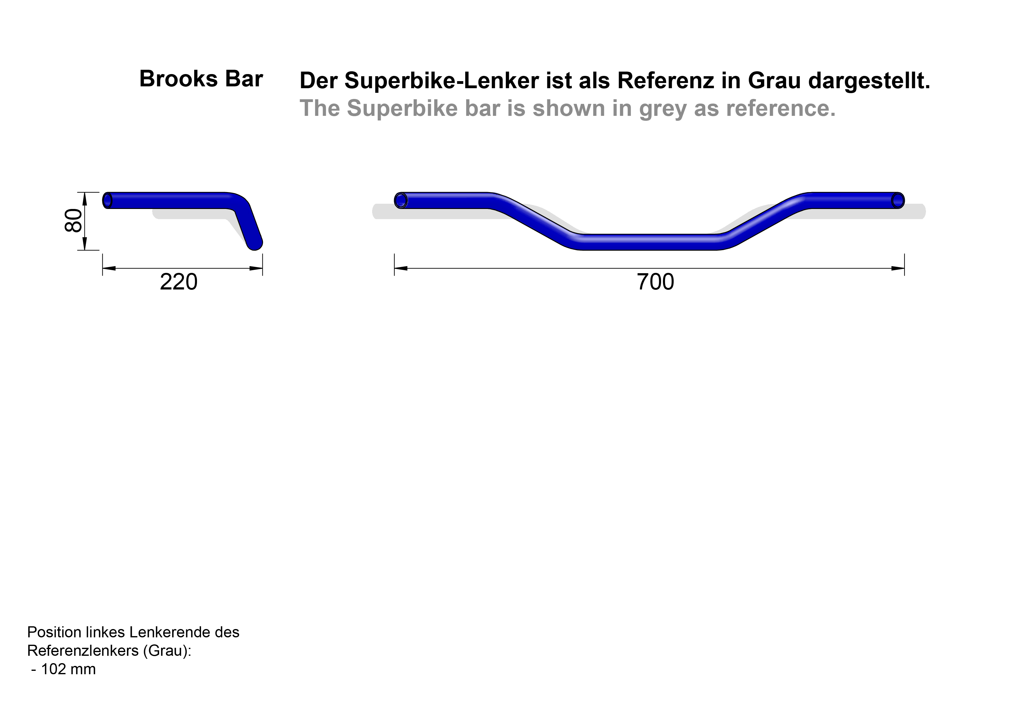 LSL Stahl Lenker Brooks Bar LS2, schwarz