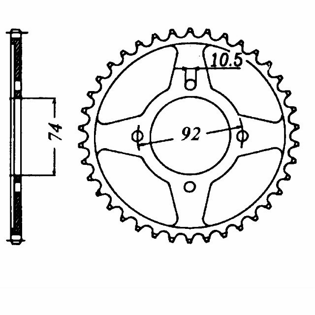 DID Kettensatz mit 530VX3 Kette, Farbe gold, für Yamaha RD250, Typ 522, Modelljahr 1975