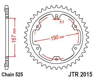 Kettenrad Stahl, 50 Zähne, Teilung 525
