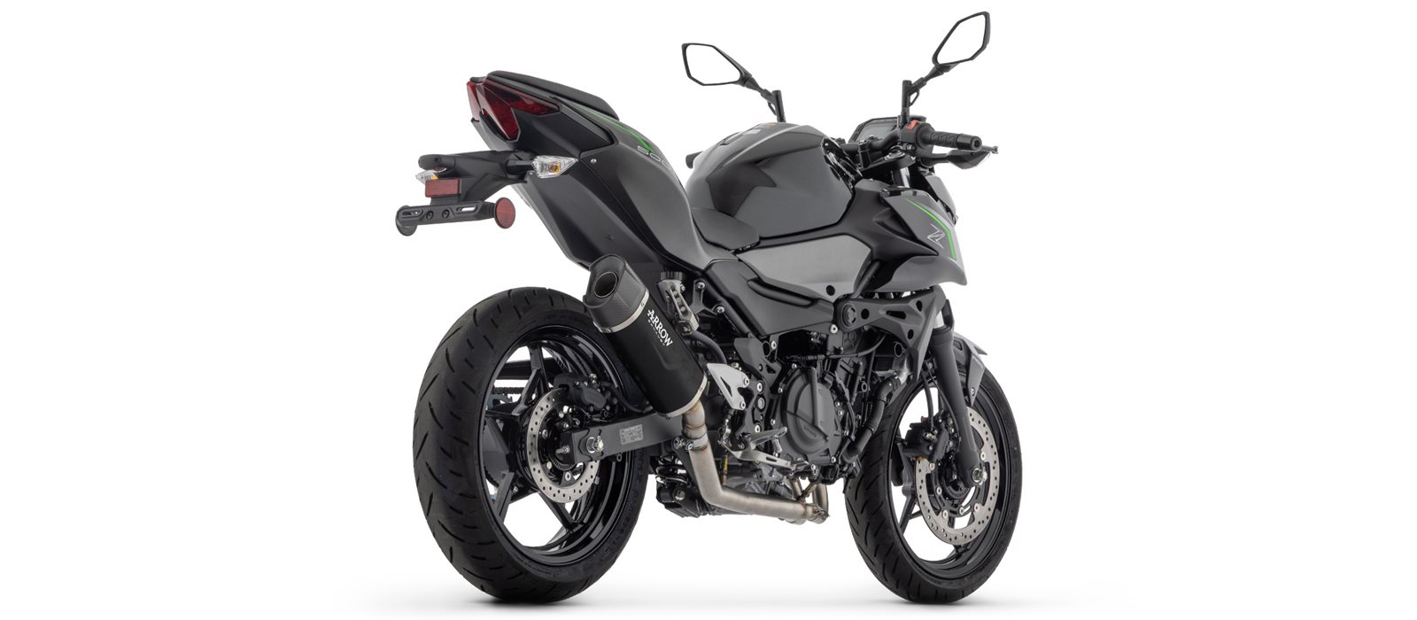ARROW Auspuff INDY RACE EVO Aluminium schwarz für Kawasaki Z500, Ninja 500 Modelljahr 2024-