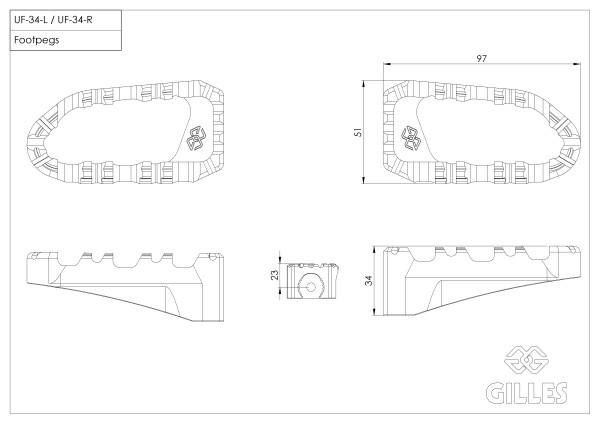 Gilles Pro-X Enduro Fußrasten schwarz für Ducati Multistrada 950 (S) /1200(S) / 1260(S)  2009-2021